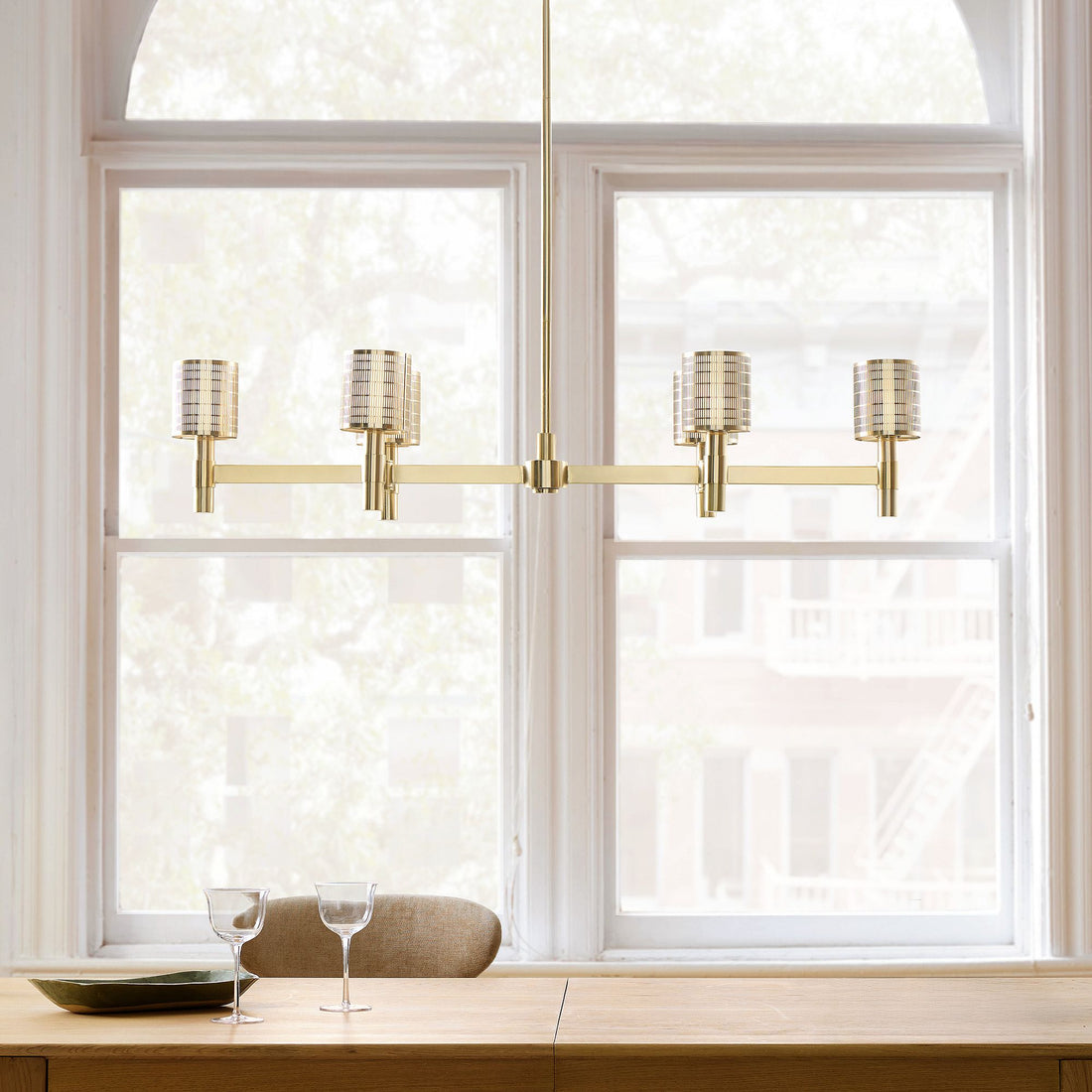 Galvia Champagne Bronze 6-Light Chandelier - Metal Adjustable