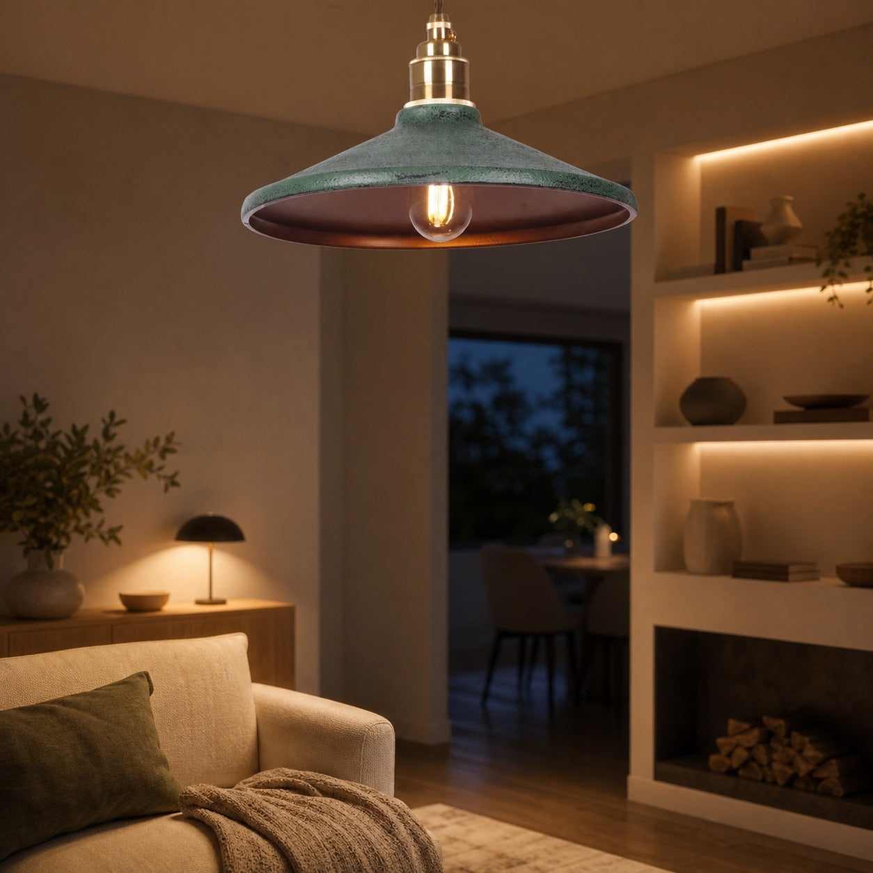 Rustic Saucer Shade Pendant Light