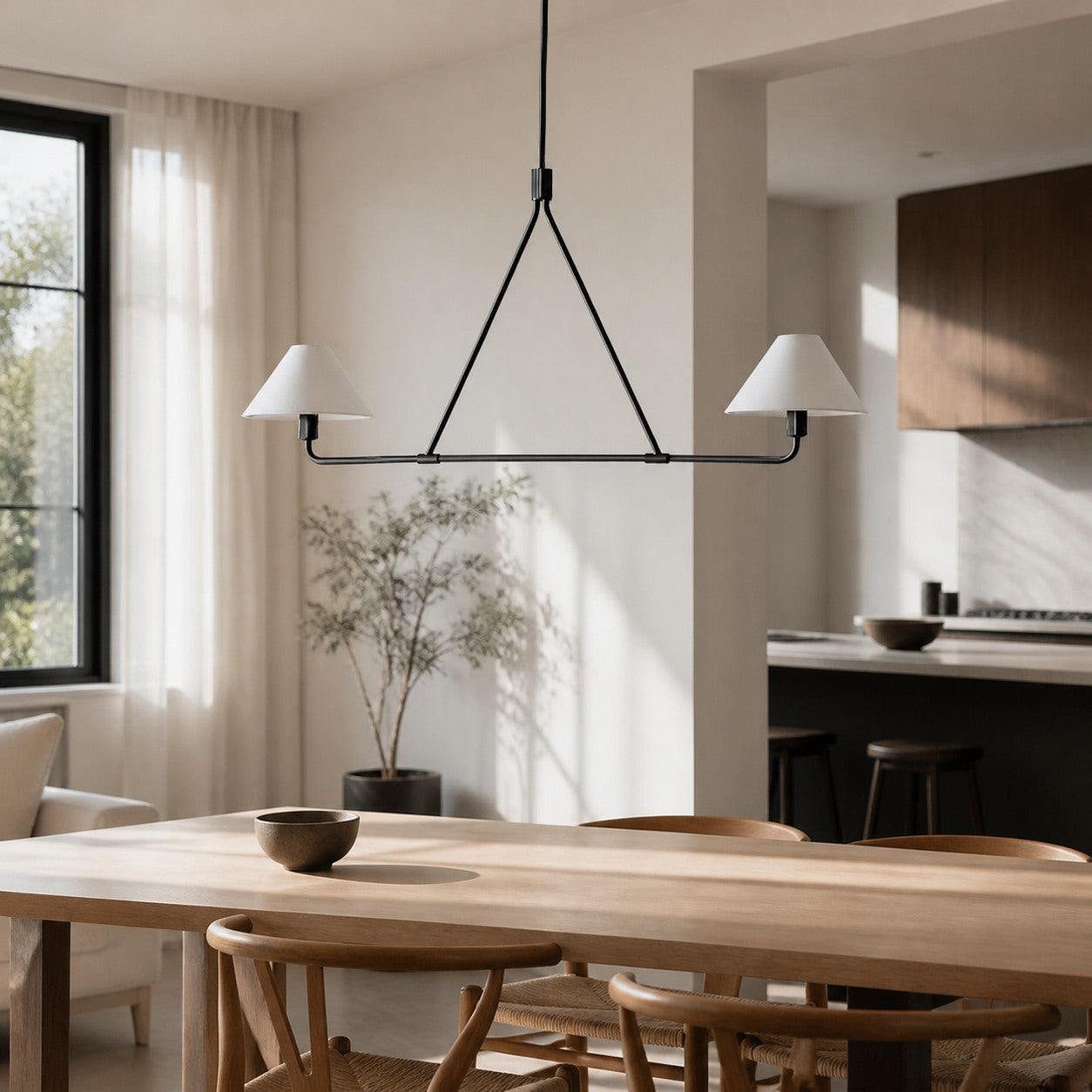 Diora Pendant Light -  Modern Metal Fixture with Linen Shades