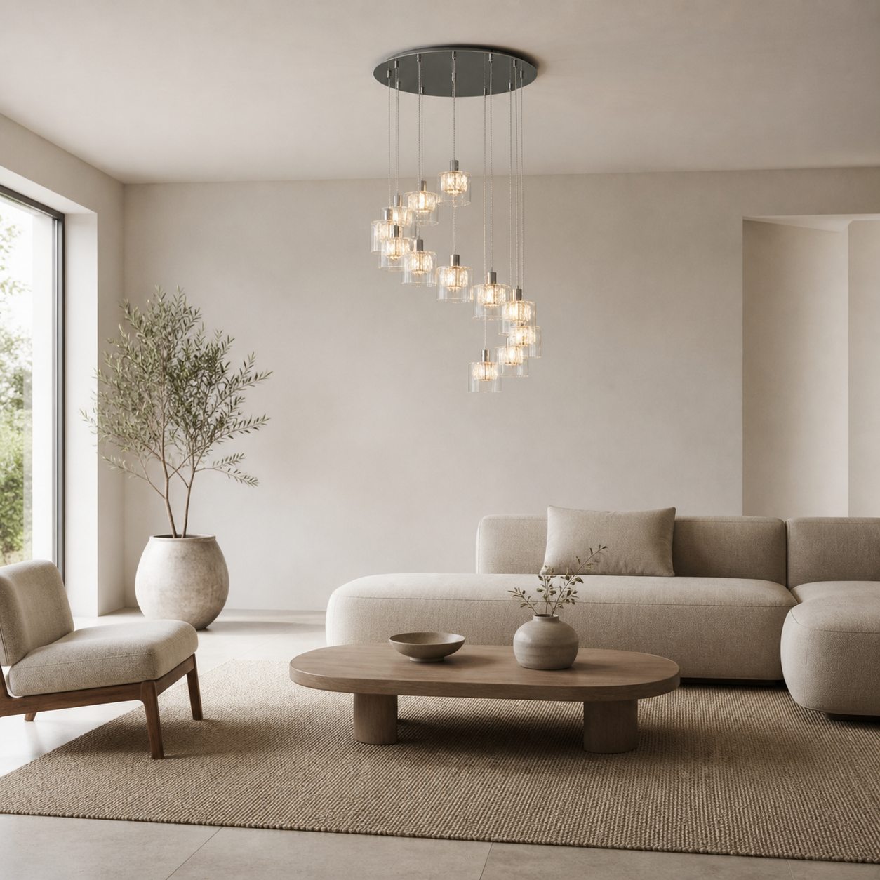 Glomara Sculpted Metal Pendant Lamp – Transitional Sconce Ambient Lighting for Bedrooms and Entryways