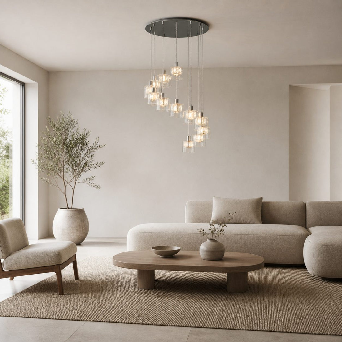 Glomara Sculpted Metal Pendant Lamp – Transitional Sconce Ambient Lighting for Bedrooms and Entryways