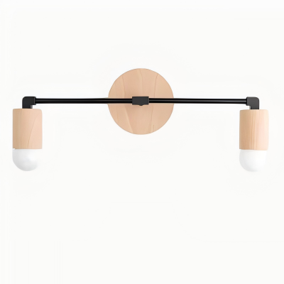 Lumen Woodgrain Frame Boho Wall Lamp – Multi Finish Vanity Lighting Solution