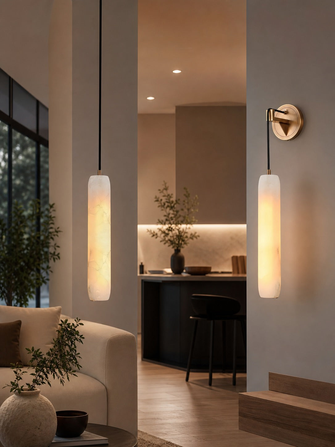 Alabaster Flute Wall Lamp