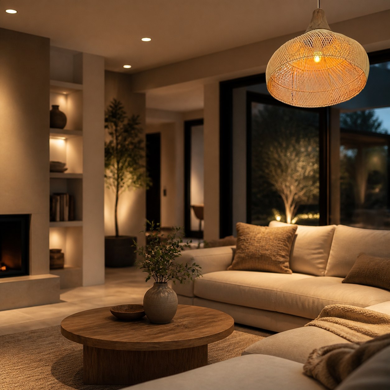 Harp Braided Rattan Pendant Lamp