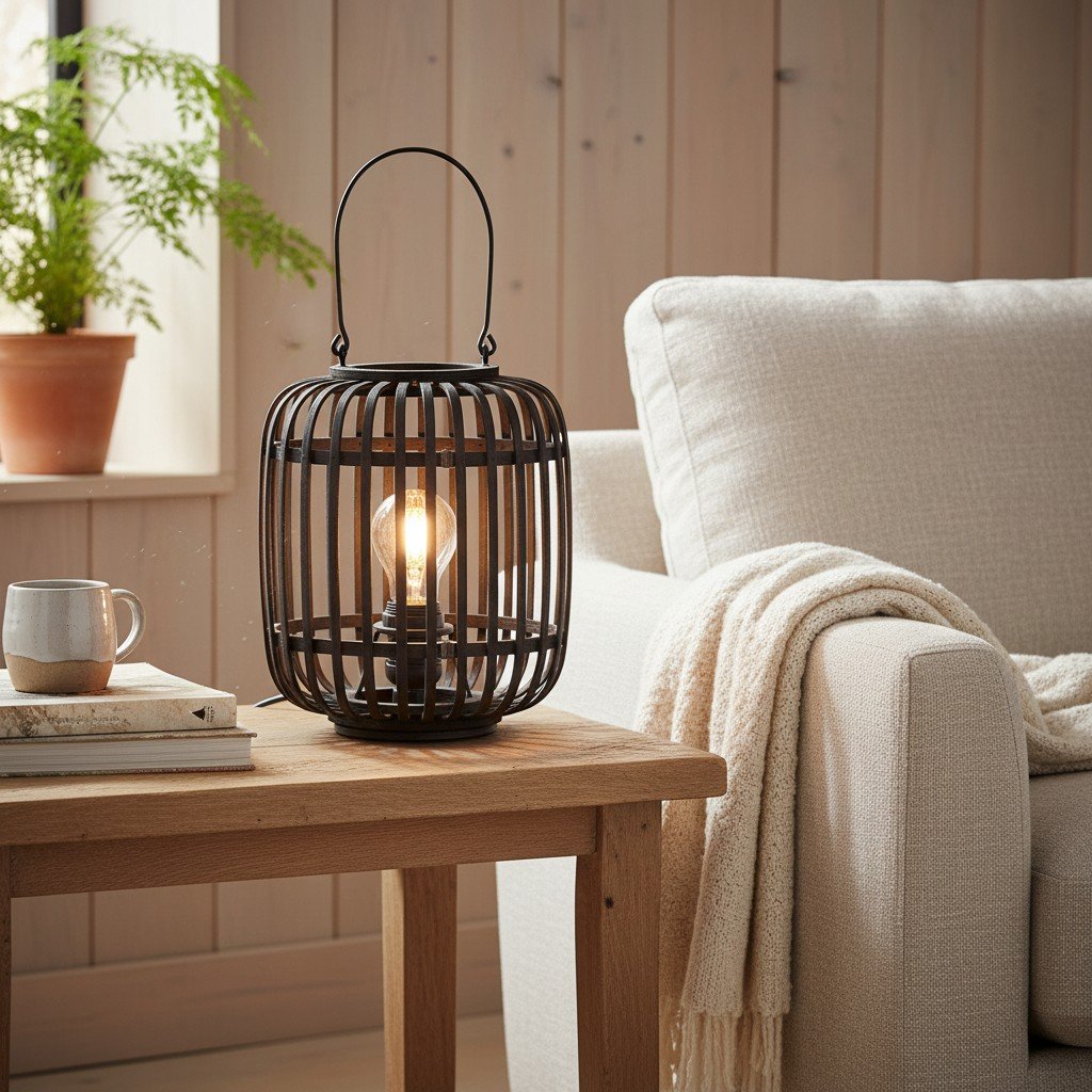 Yumeko Ambient Table Lamp - Open Bamboo Cage Design Stylish and Eco Friendly for Living & Bedroom