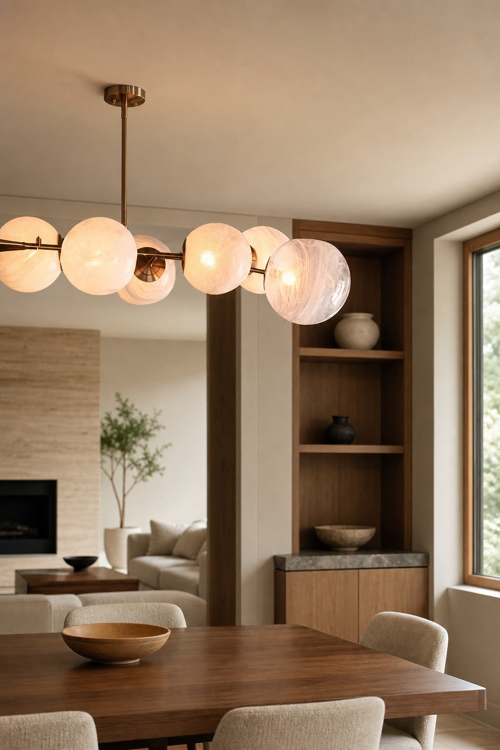 Pawrior Multi-head Organic Glass Spherical Chandelier - Modern Cloud Design Branch Light