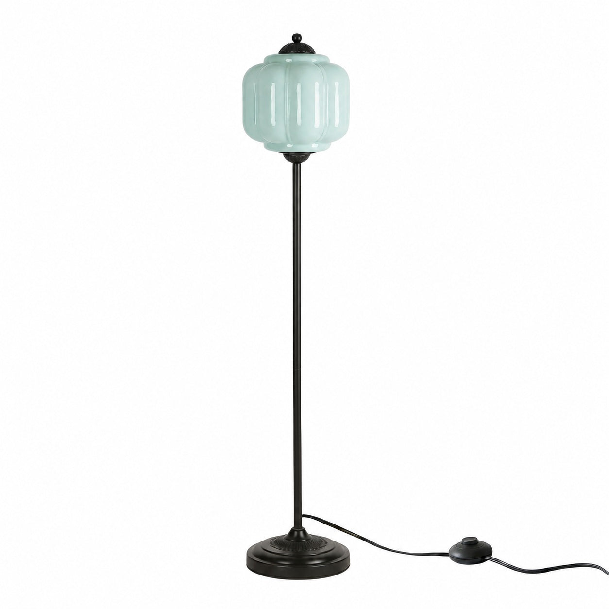Eloise Textured Glass Pumpkin-Inspired Floor Lamp - Organic Artistry and Retro Style for Living Rooms