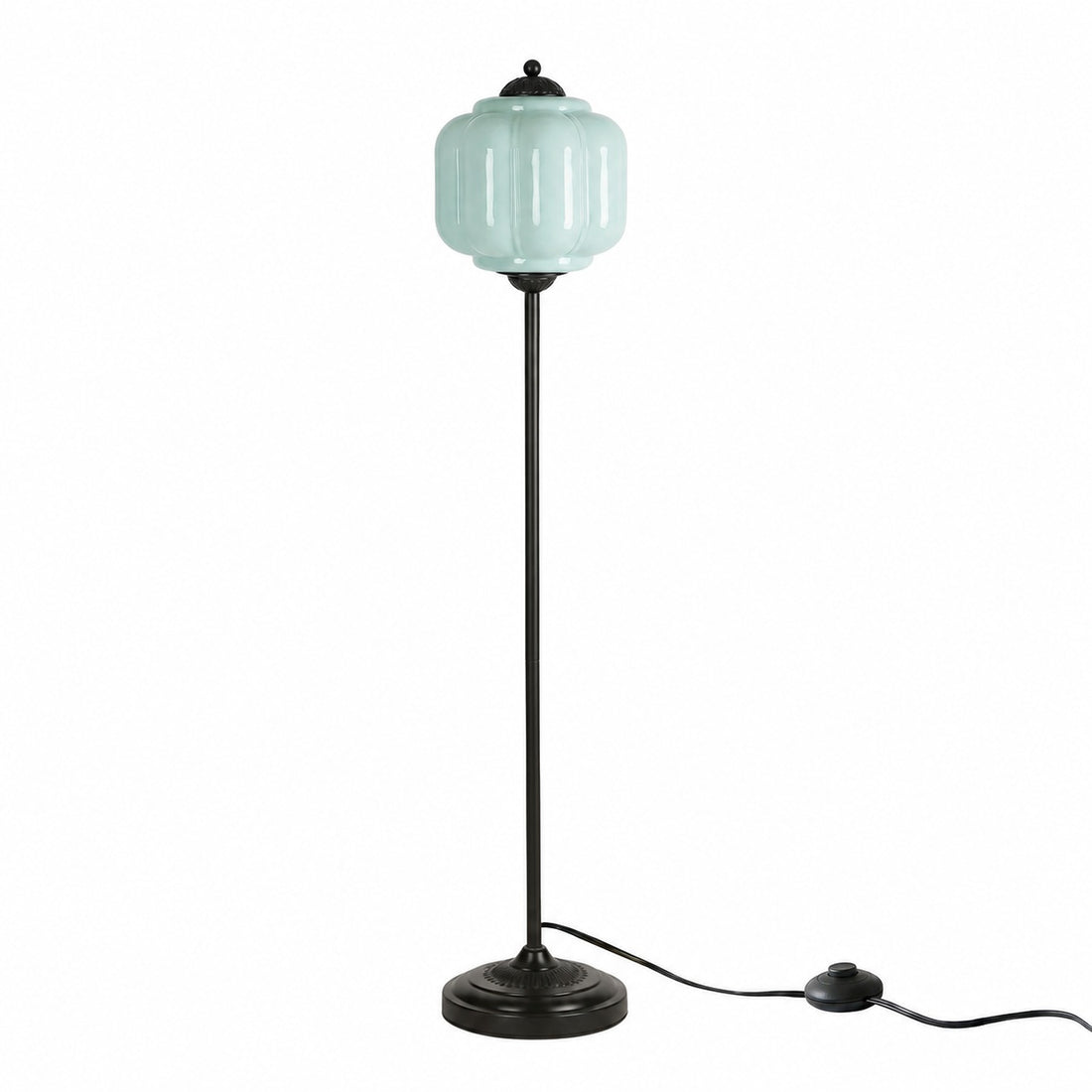 Eloise Textured Glass Pumpkin-Inspired Floor Lamp - Organic Artistry and Retro Style for Living Rooms