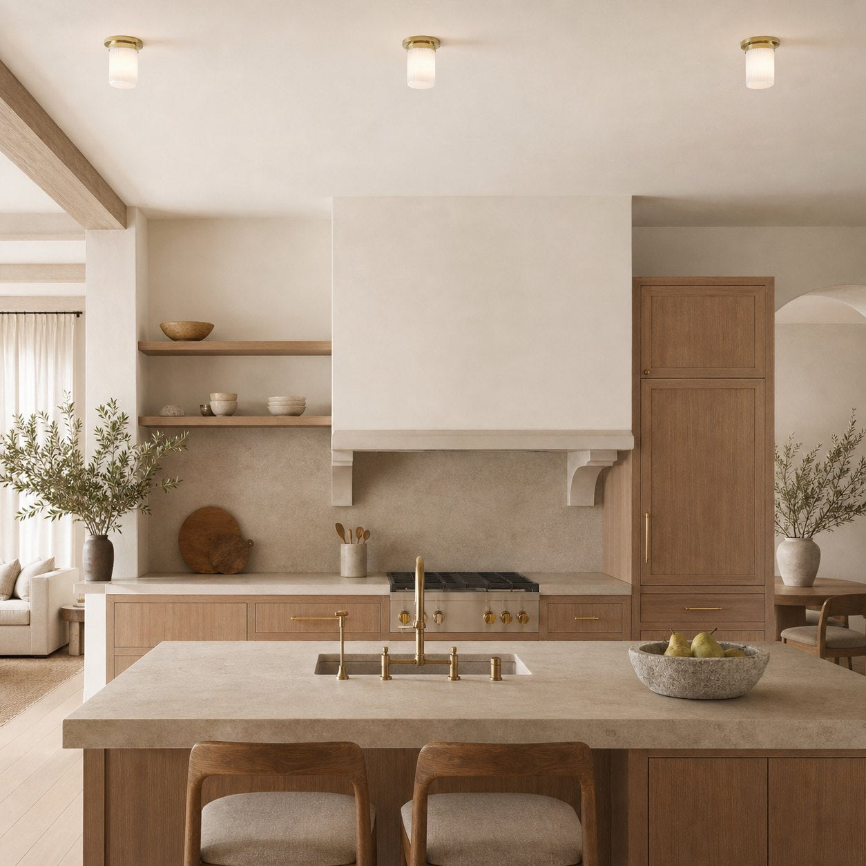 Rivora Fluted Glass Flush Mount – Ribbed Durable Ceiling Light