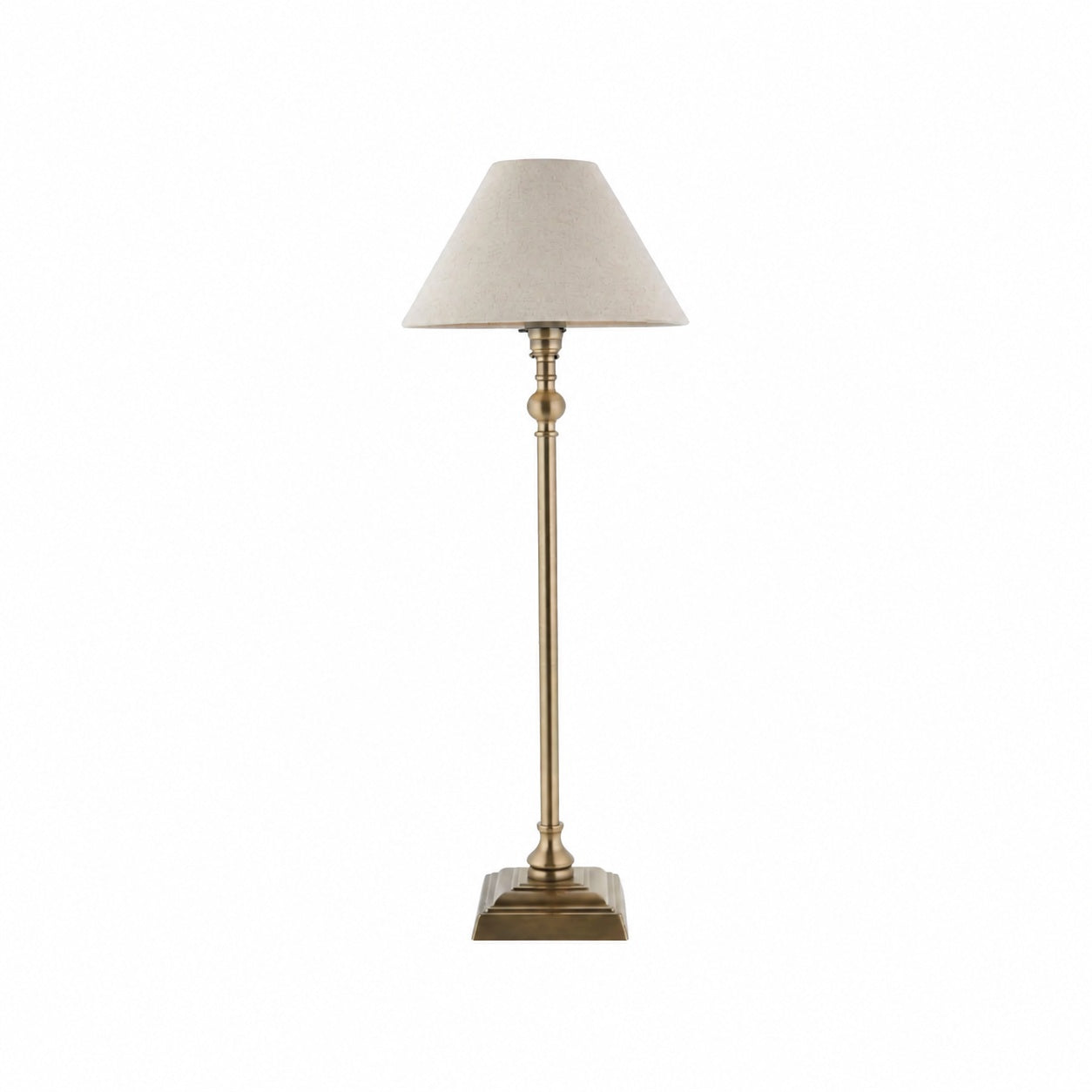 Zevatik Table Lamp with Slim Stem and Linen Shade for Bedside Lighting