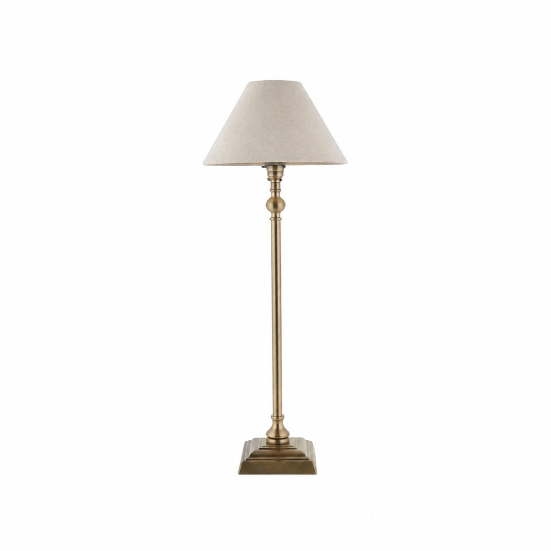 Zevatik Table Lamp with Slim Stem and Linen Shade for Bedside Lighting