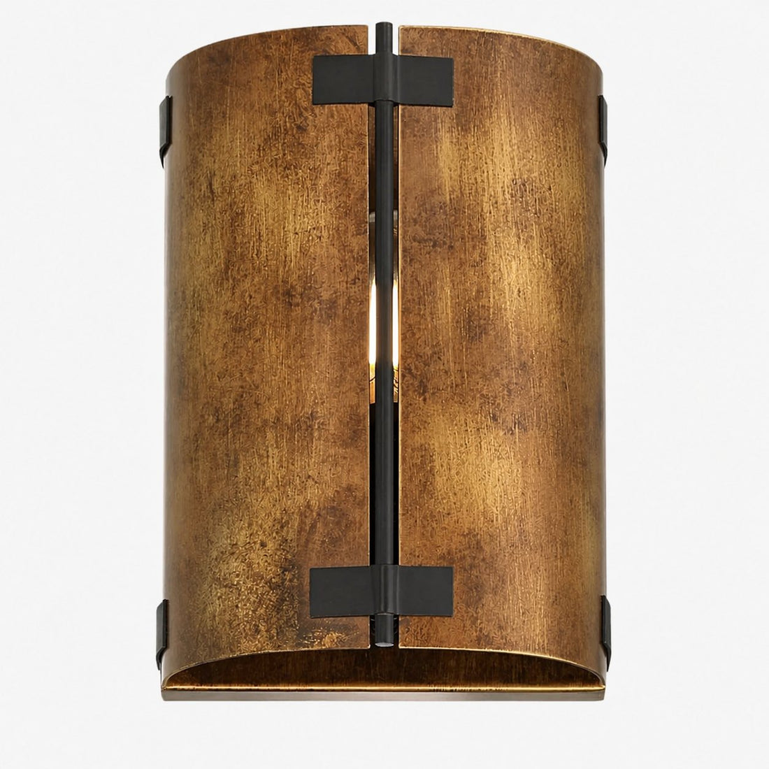 Rustivon Rustic Wall Sconce - Curved Metal Shade in Vintage Style for Bedroom