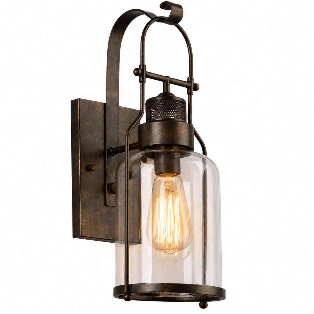 Ivoran Industrial Cylinder Wall Sconce - Glass Shade Design, Modern Wall Lighting U12