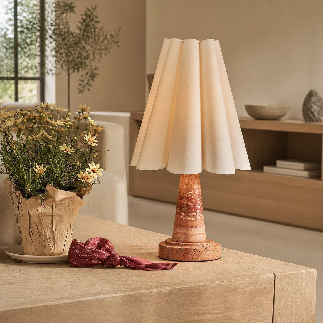 Shadon Marble Pleated Table Lamp