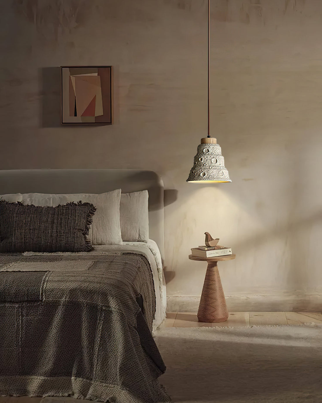 Japanese Wabi Sabi Cement Bell Shape Pendant Light