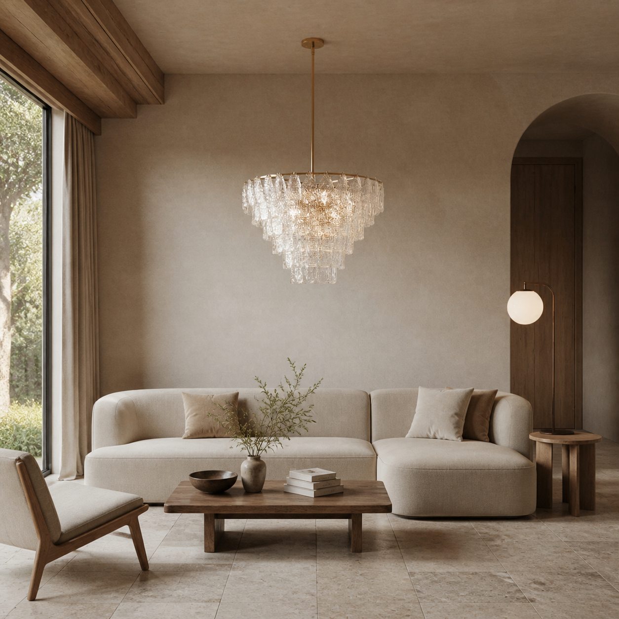 Lumvey Glass Round Chandelier - Elegant Pendant Light for Dining Room and Living Room