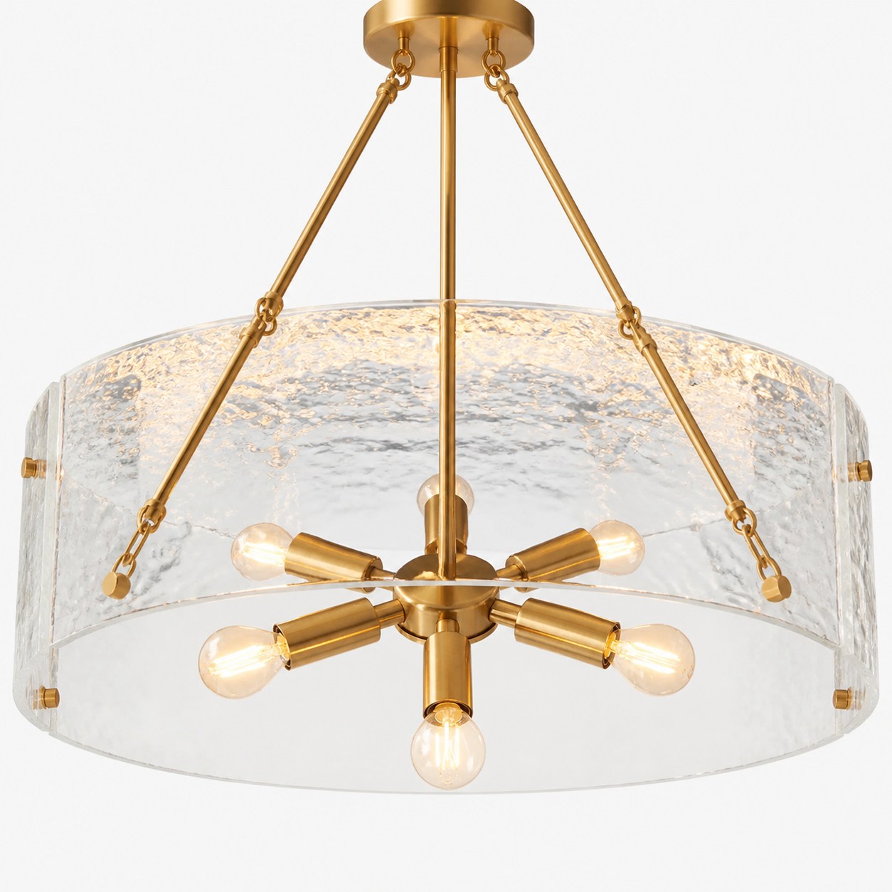 Panellux Decorative Pendant - Handcrafted Curved Glass Panels Brushed Brass Finish for Foyer