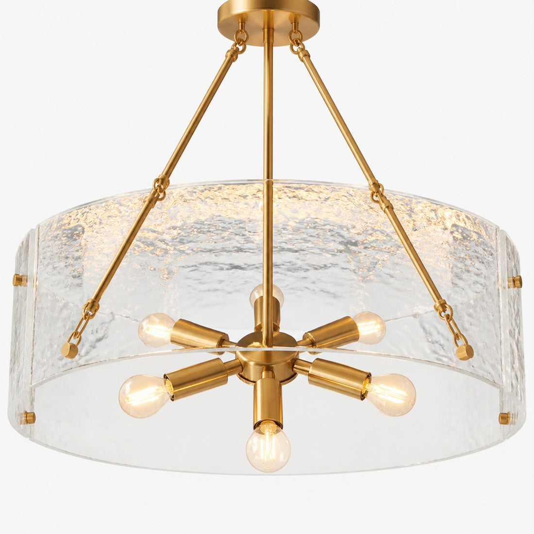 Panellux Decorative Pendant - Handcrafted Curved Glass Panels Brushed Brass Finish for Foyer