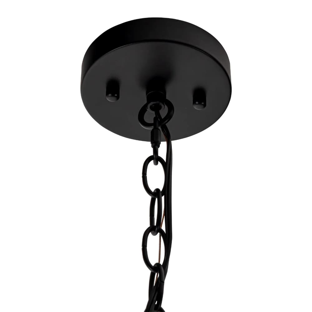 Water Ripple Drum Pendant Light - Matte Black Clear Glass 3-Light Chandelier