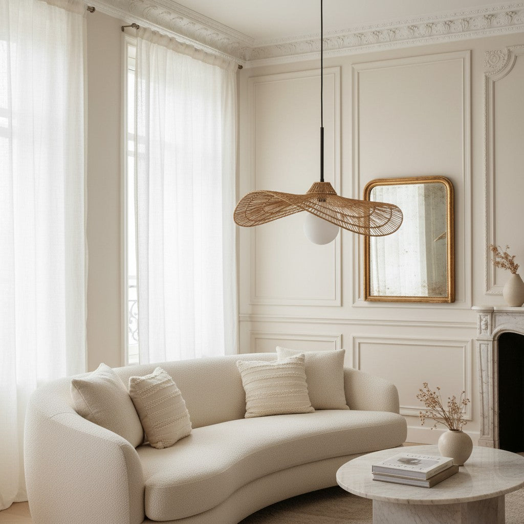 Florevian Tiered Shade Pendant Light with Woven Textured Design for Dining Room