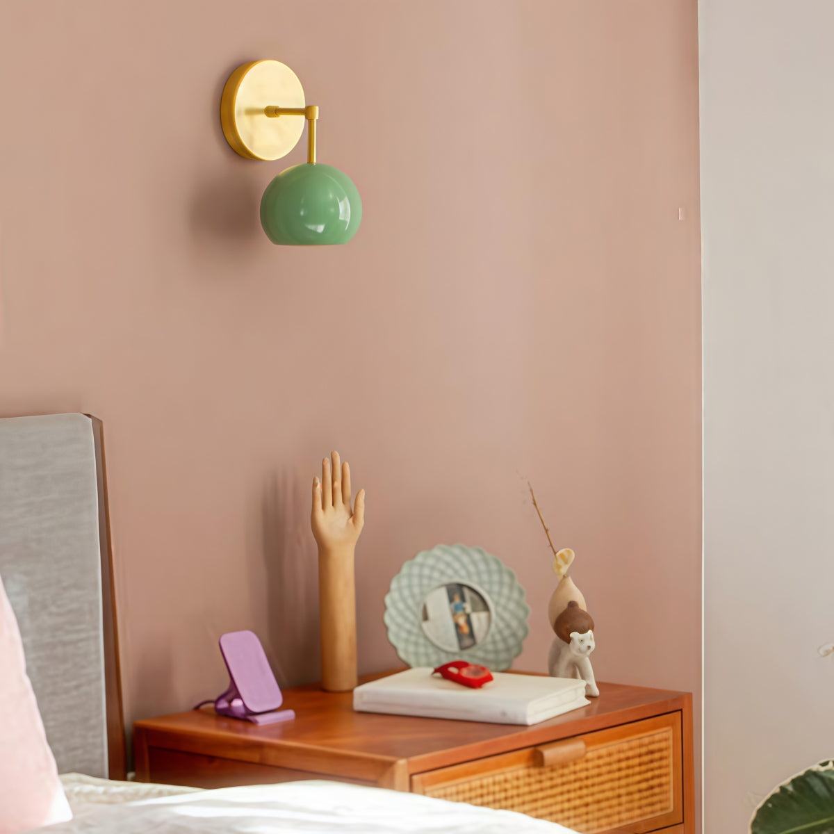 Vintage Inspired Spring Green Globe Wall Sconce