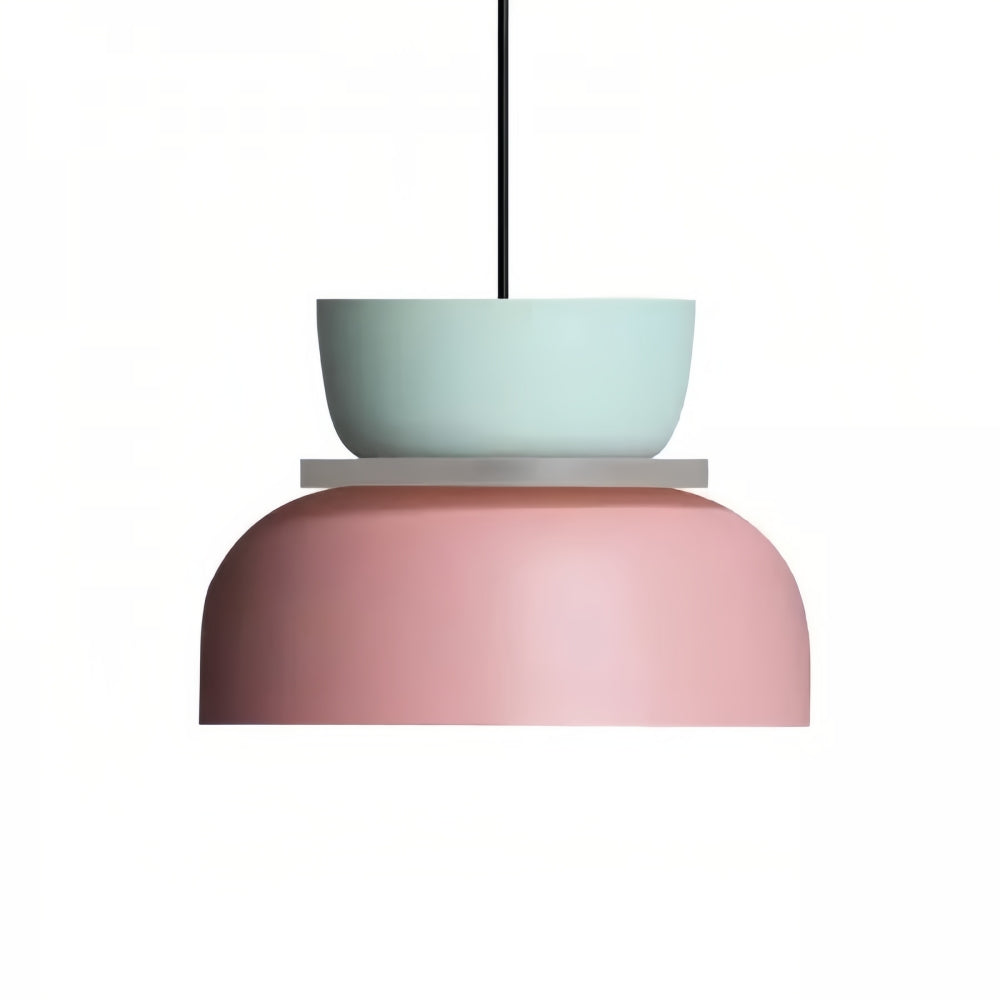 Nordic Style Macaron Pendant Light - Modern Color Block Bowl Shade Lamp