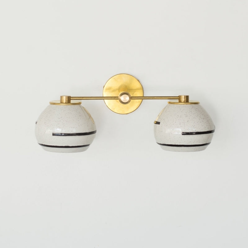 Two Light Delta Wall Sconce - Double Head Vanity Ceramic Wall Lamp