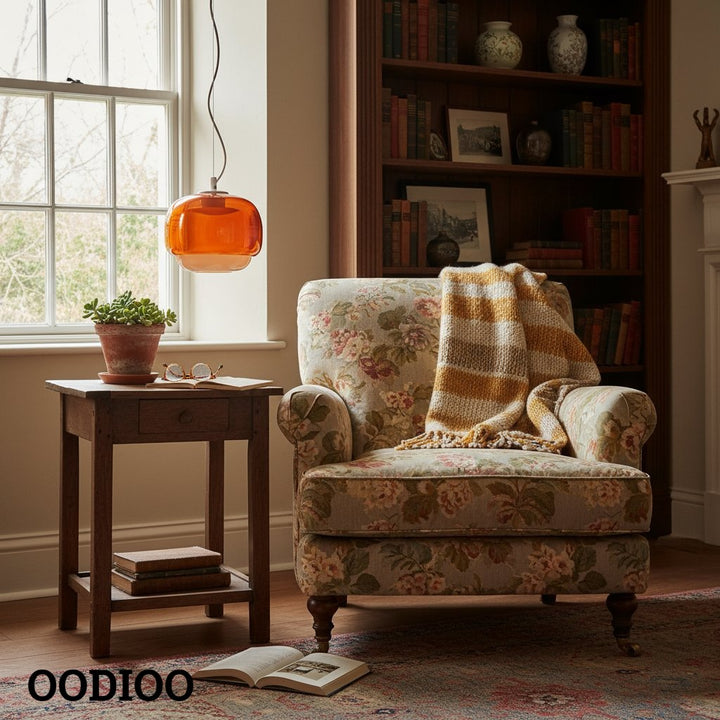 Stained Glass Pendant Lamp – Double Dome Colored Glass Light