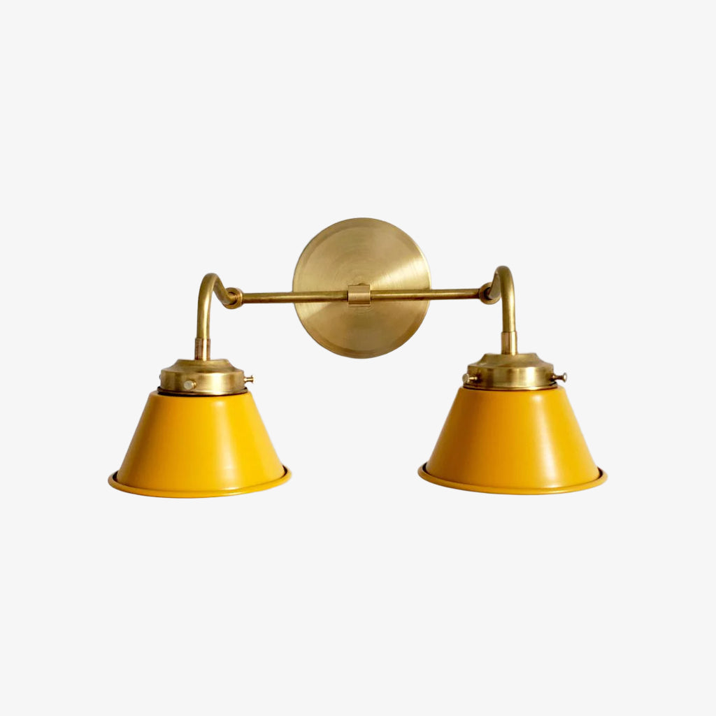 Modern Double Cone Brass Sconce - Accent Lighting For Bathroom & Hallway