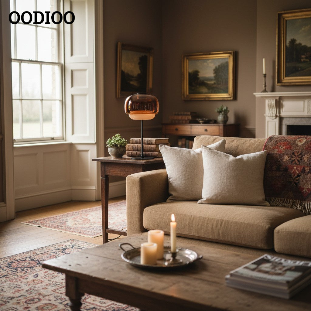 Nordic Mushroom Glass Table Lamp – Stained Glass Bedside Light