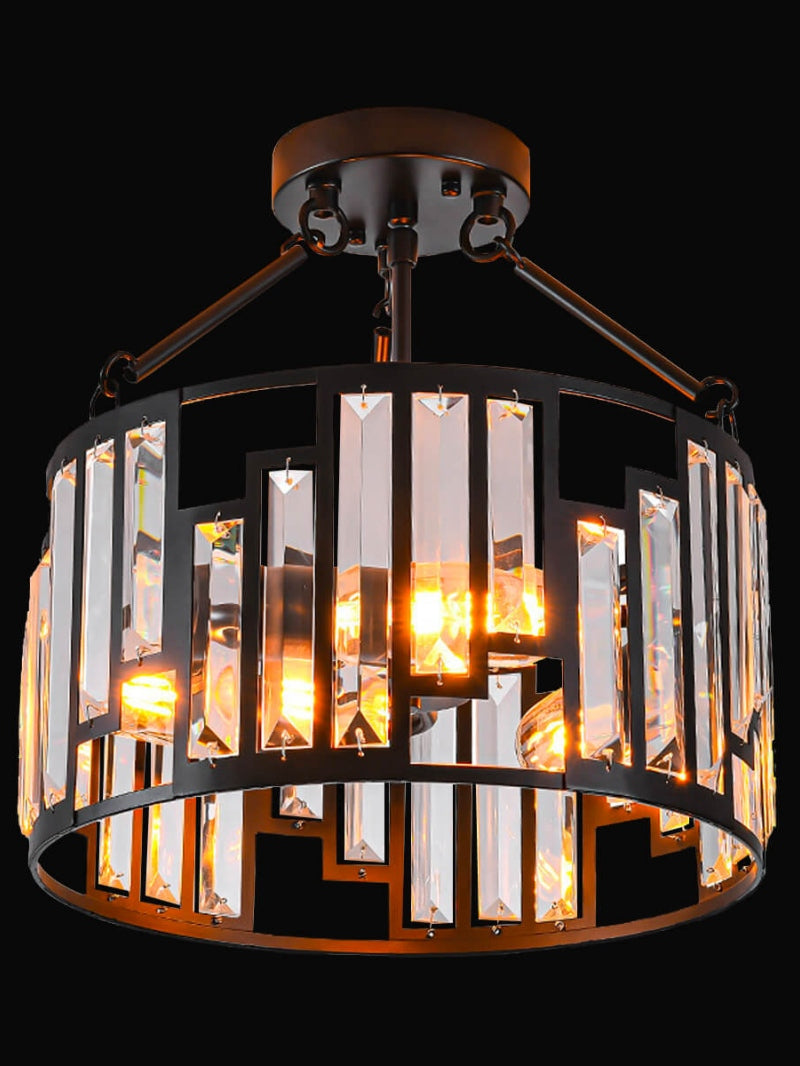 Retro Industrial Style 3-Light Pendant Lamp - Iron Birdcage Drum Light