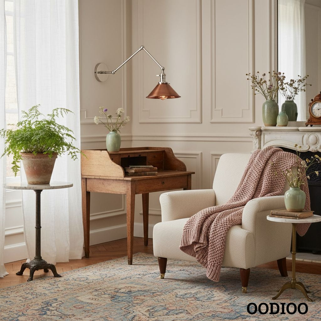 Conique Metal Industrial Farmhouse Wall Lamp – Adjustable Arm Wall Sconce for Accent Lighting