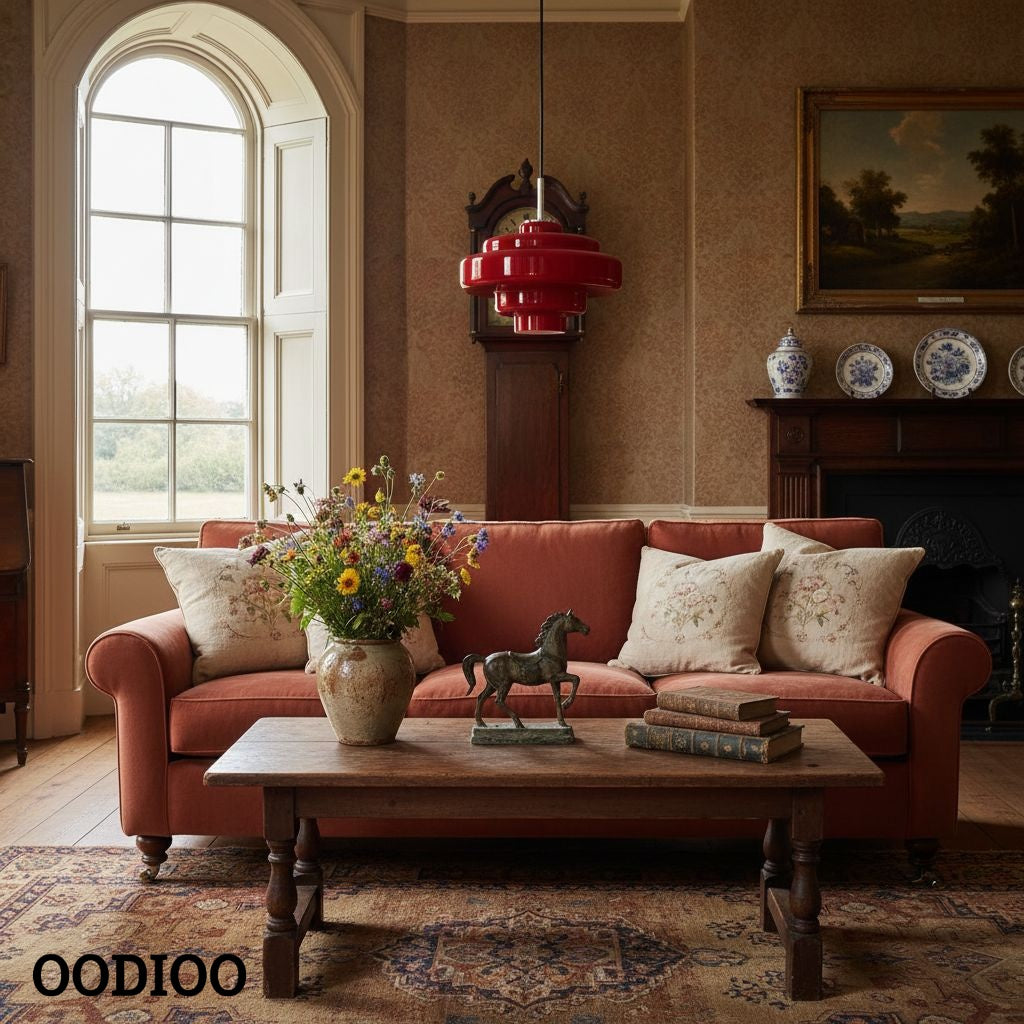 Koloro Elegant Retro Glass Pendant Light – Adjustable Length for Living Room & Hallway