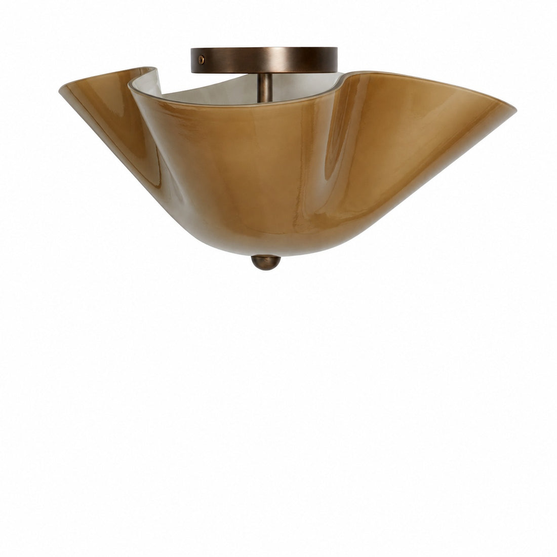 Bellina Glass Flush Mount Ceiling Light - Brass Accent Modern Fixture