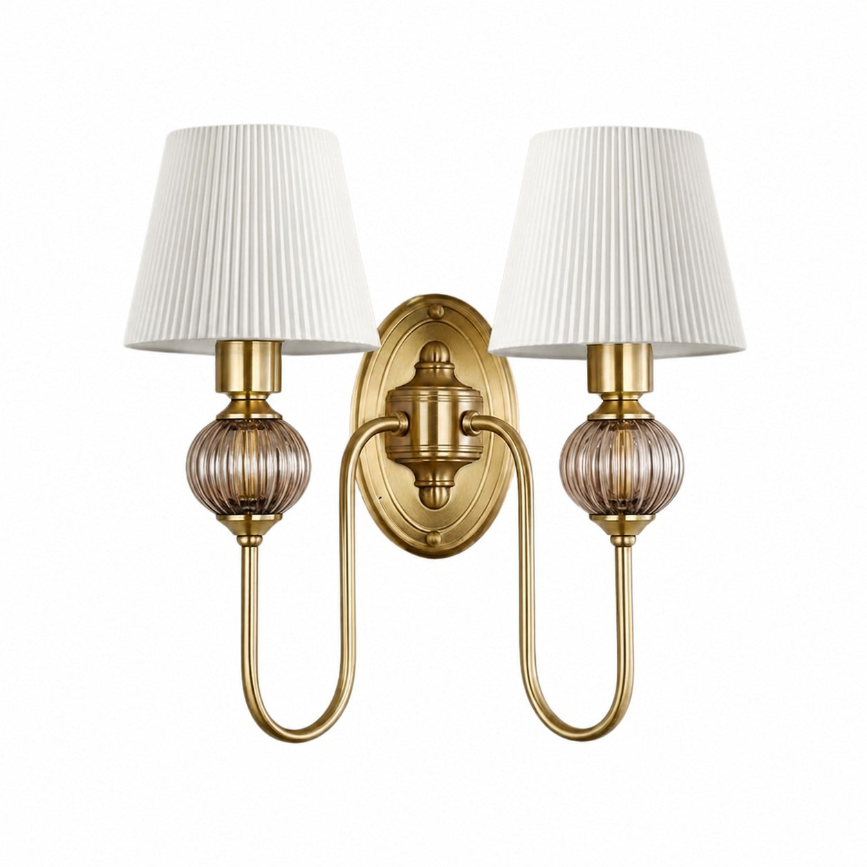 Rowanea Ceramic Wall Sconce with Fabric Shade and Metal Finish – Farmhouse Modern Hallway Light