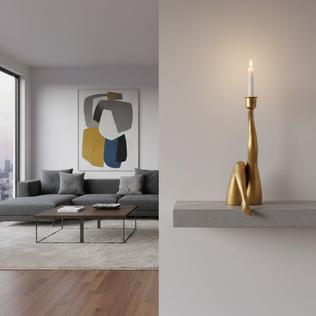 Kickra Modern Designer Candle Holder with Gold Leg-Inspired Base U22
