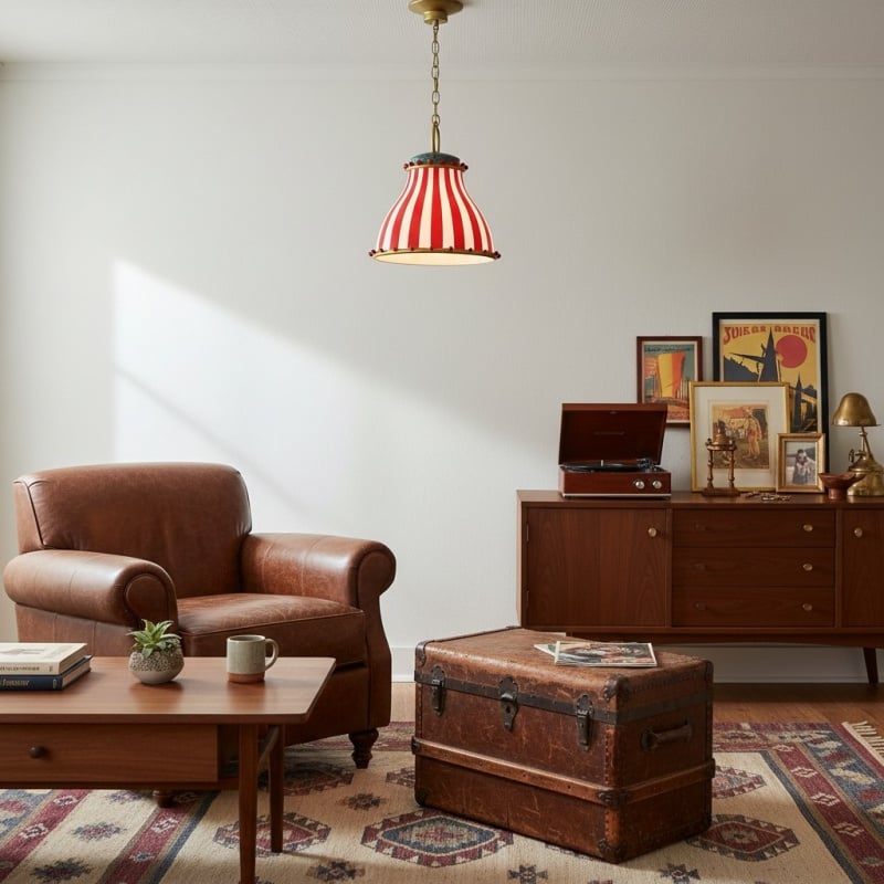 Festilo Glass Pendant Light - Playful Striped Design Hanging Lamp in Decorative Style for Kitchen and Dining