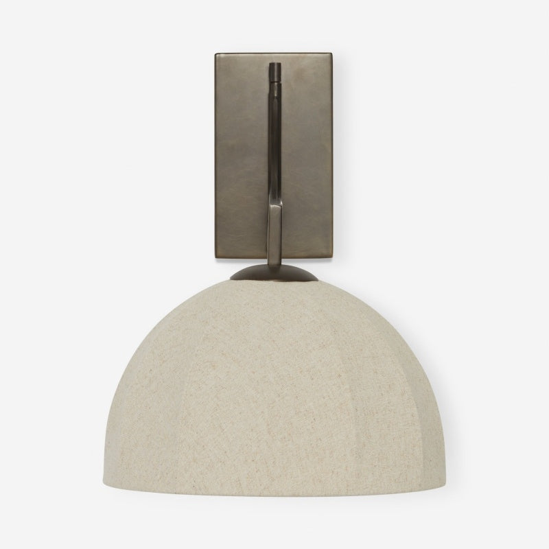 Lumarys Swing-Arm Sconce – Sculptural Linen Shade Wall Lamp in Organic Style for Living or Bedroom