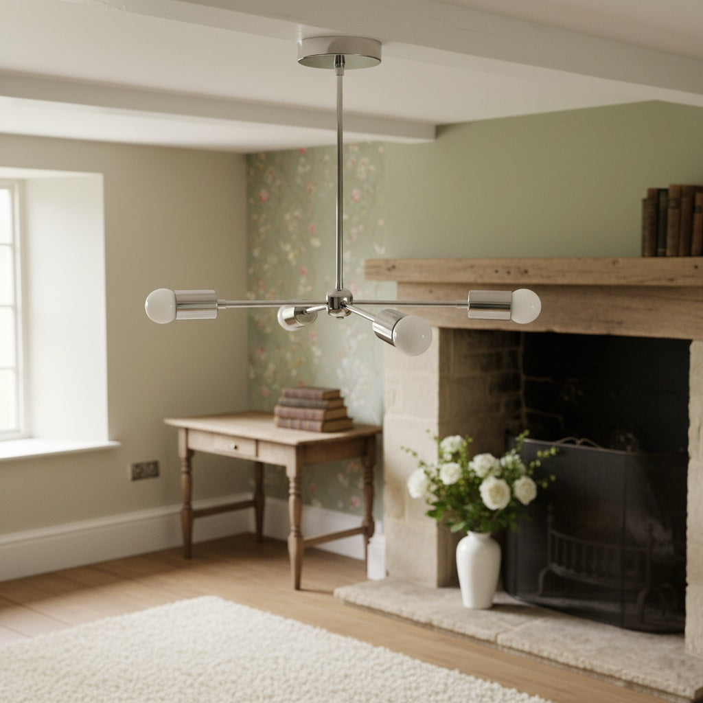 Lumen Radial-Arm Geometric Lamp – Modern Ceiling Lighting for Foyer or Office