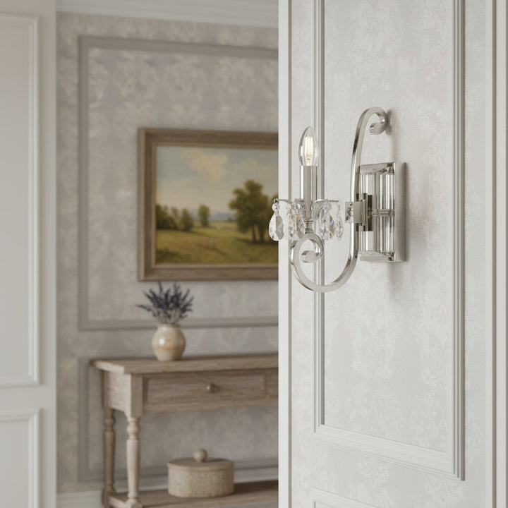 Talonis Crystal Accent Wall Light – Curved Chrome Arm Design for Living and Hallway Spaces
