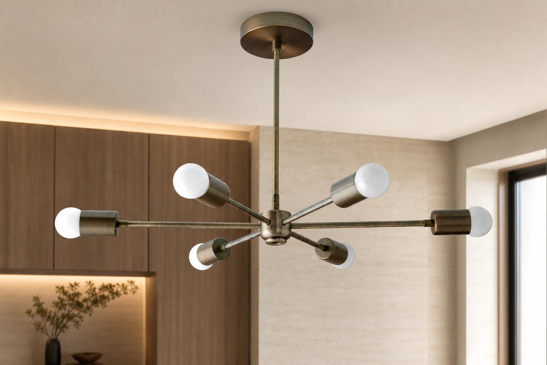 Mobilux Line Mid Century Modern Chandelier - 6 Heads Hanging Ceiling Light