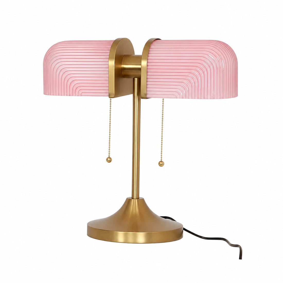 Aurebron Fluted Glass Table Lamp - Modern Decorative Metal Base Table Lamp for Living Room
