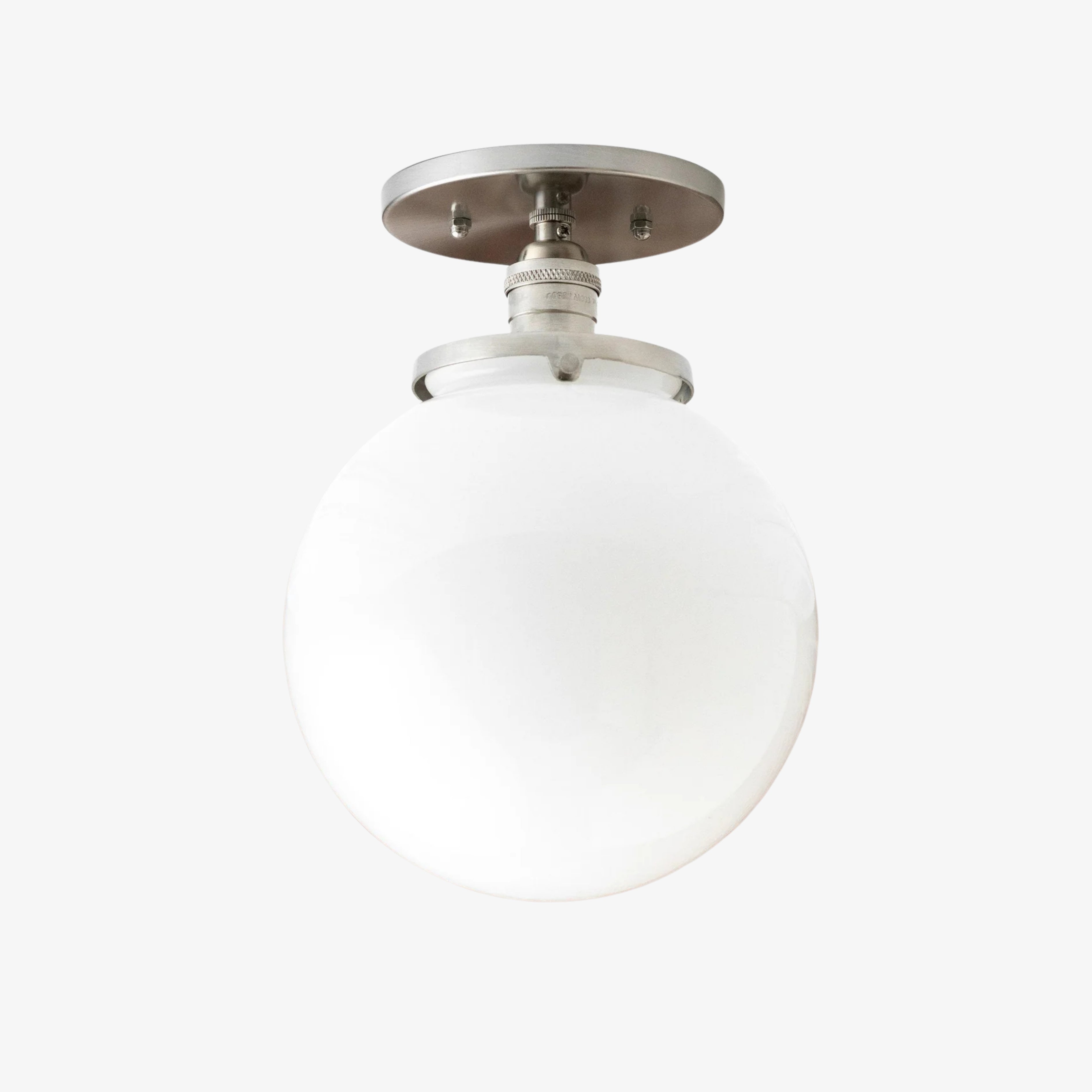 Glorica Glass Mid Century Semi Flush Ceiling Light - White Opal Glass Globe Fixture