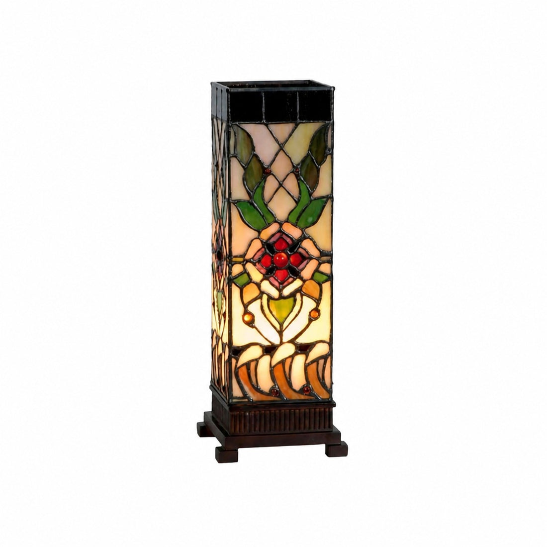 TF Angelique Art Nouveau Stained Glass Table Lamp - Handcrafted Floral Design for Living Room