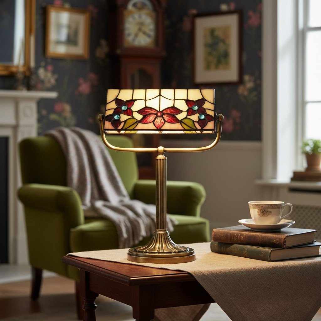 TF Camillo Dragonfly Table Lamp Stained Glass Scalloped Edge - Tiffany Style Art Nouveau for Console Tables and Reading Nooks
