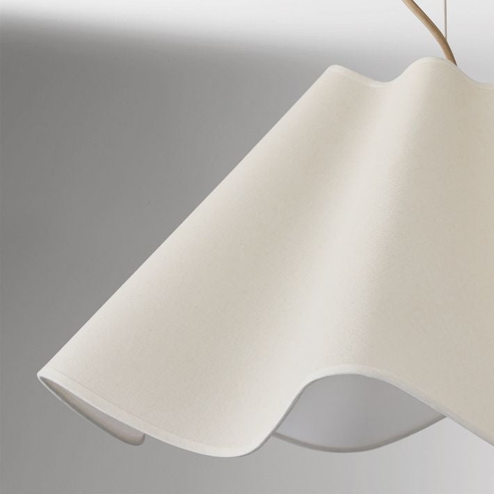 Oslan Ivory Linen Pendant Light - Scalloped Shade Modern Ceiling Lamp