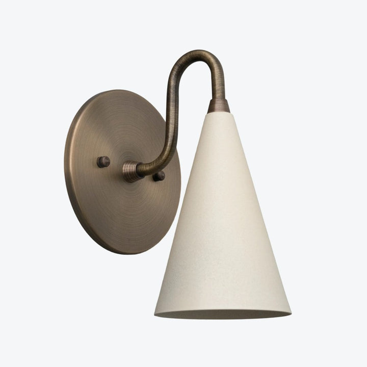 Curva Metal Cone Shade Sconce – Vintage Brass Wall Light for Entryway or Stairwell