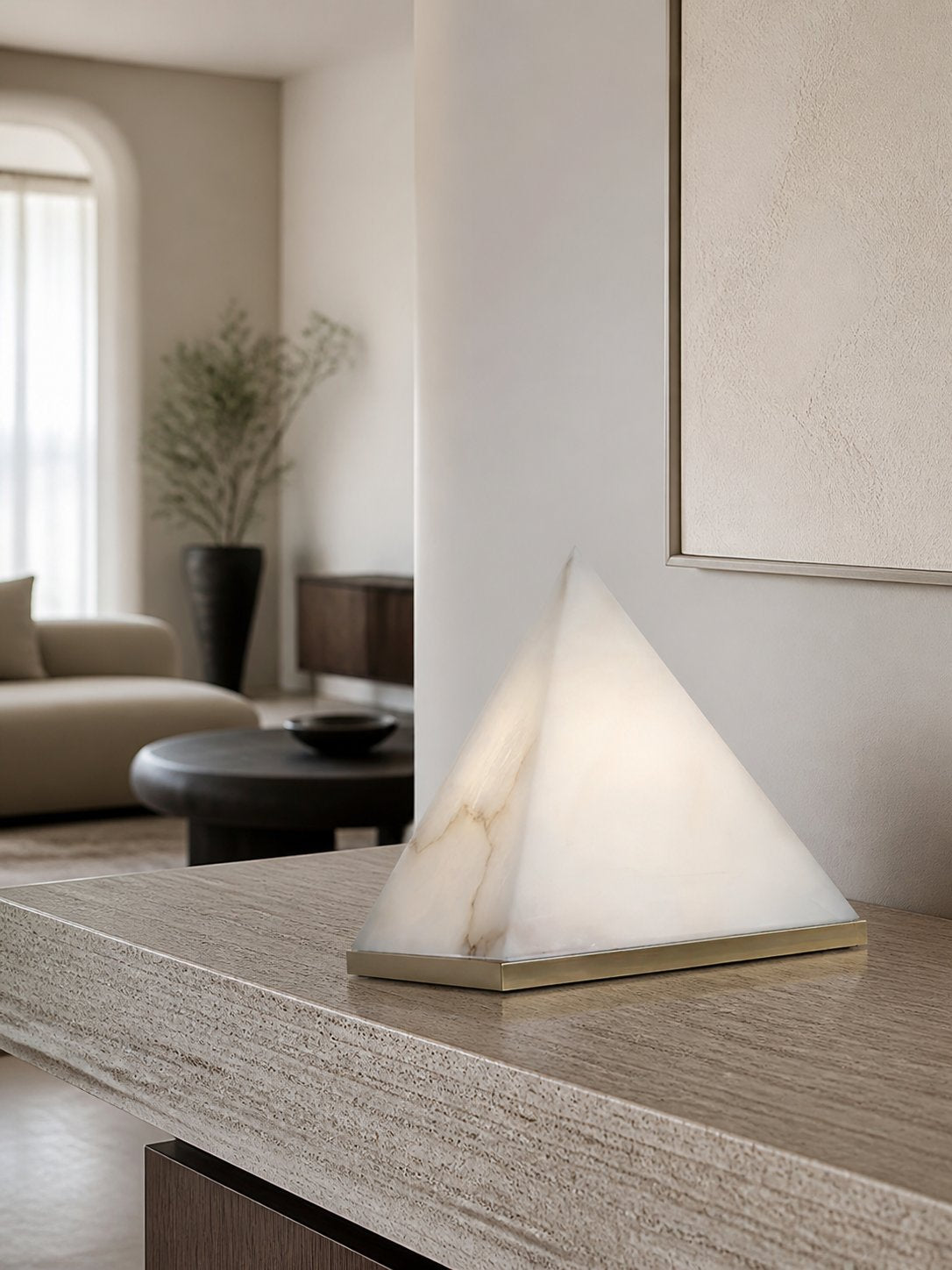Alabaster Pyramid Table Lamp