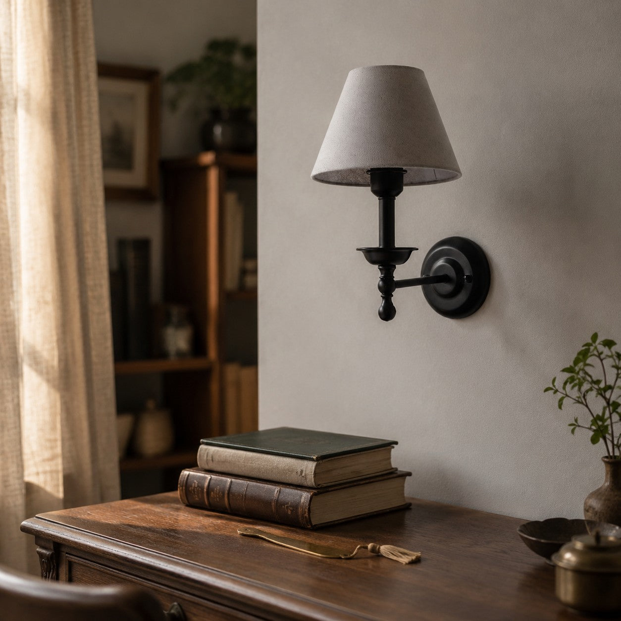 Vintage Fabric Shade Wall Sconce