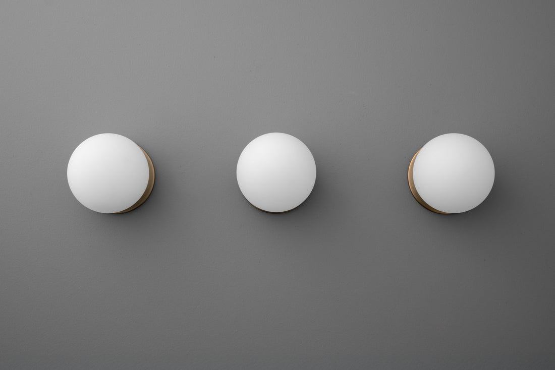 Glorica Glass Brass Wall Sconce - Frosted Globe Classic Light For Warm Ambiance